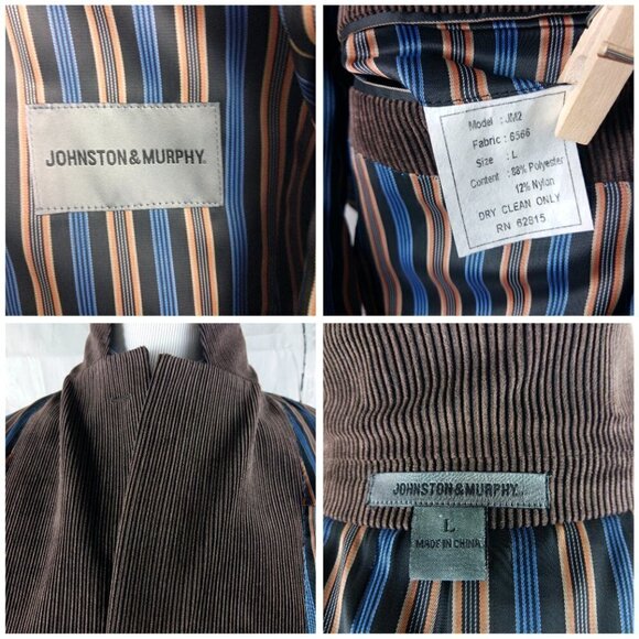 Johnston & Murphy Size L Polyester Blend 3 Btn Brown Pinstripe Blazer Sport Coat - Picture 10 of 12